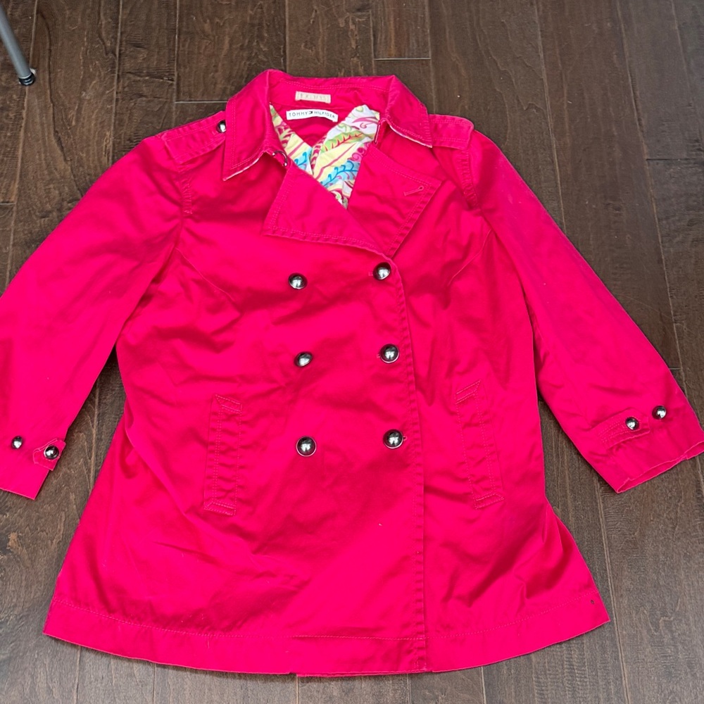 Tommy Hilfiger Bright Pink Double-Breasted Trench Coat